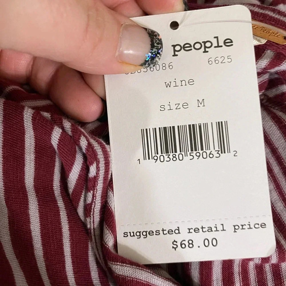 Free People NWT Wine Wrapped Around My Finger Cotton Striped Wrap Top - Picture 7 of 13